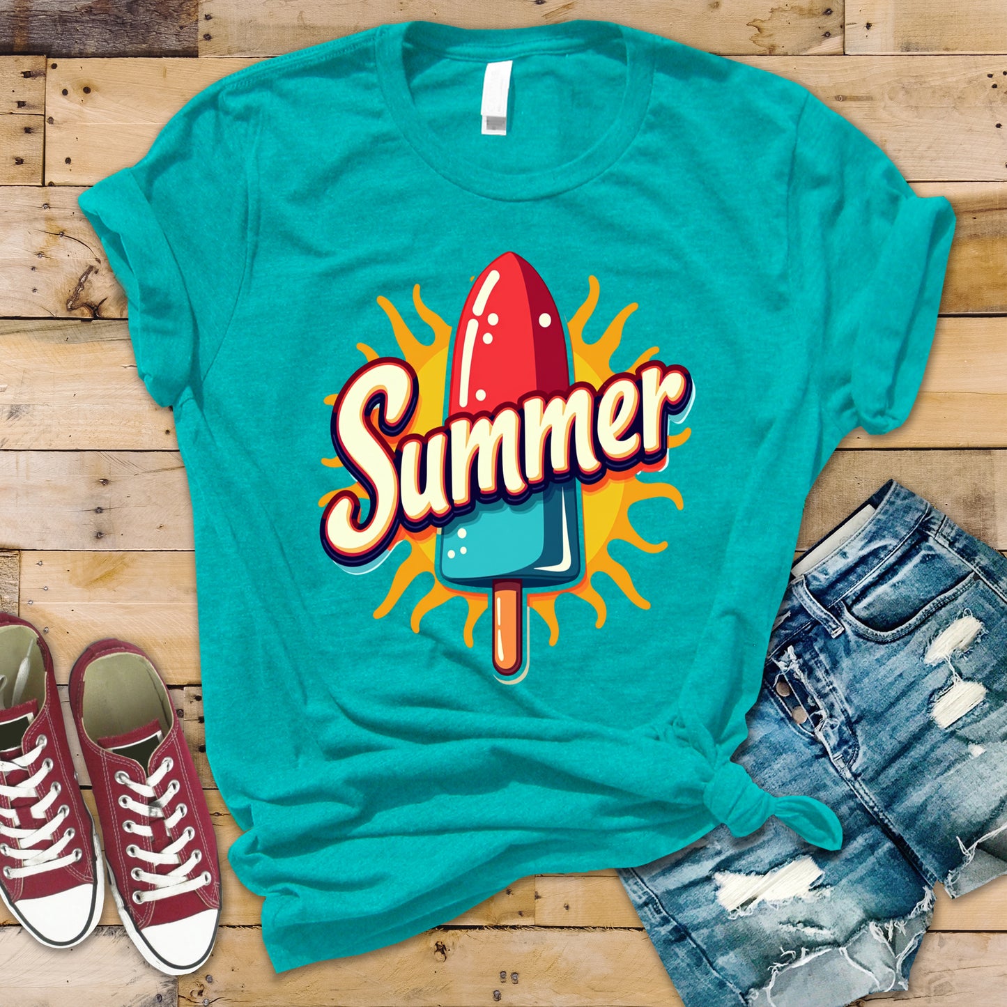 Retro Popsicle T-Shirt Design Fun, Cute Graphic for Summer Vibes 🚀🍭✨