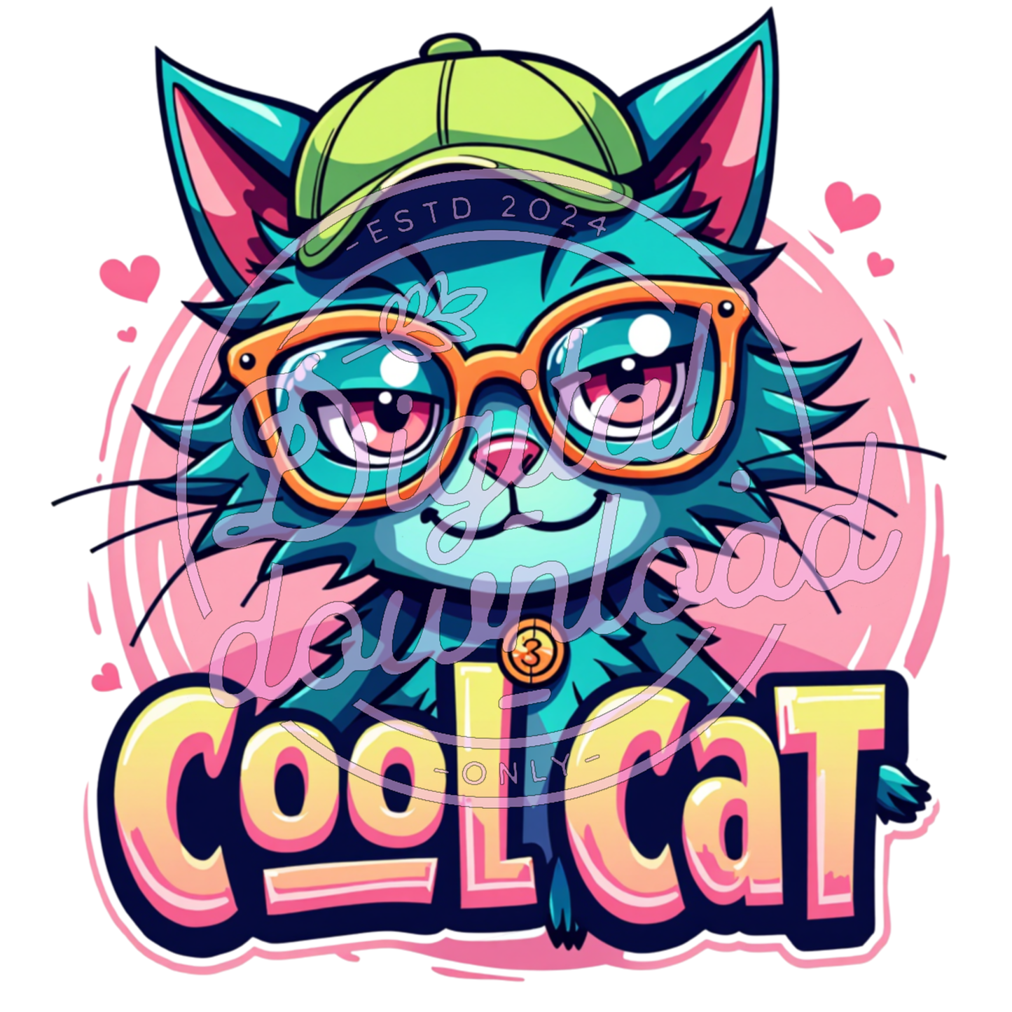 Cool Cat Pop Art t-shirt Sublimation Design