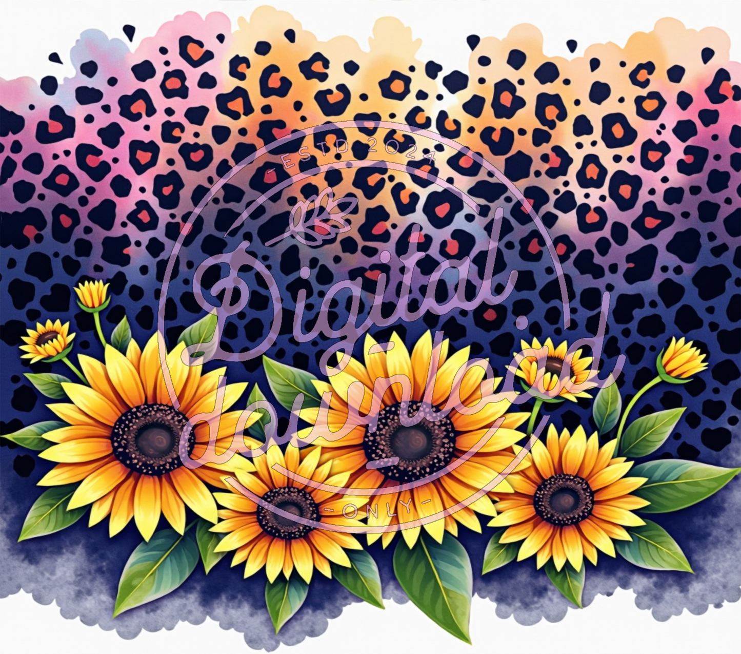 Sunflower Leopard Print 20oz Tumbler Sublimation Wrap