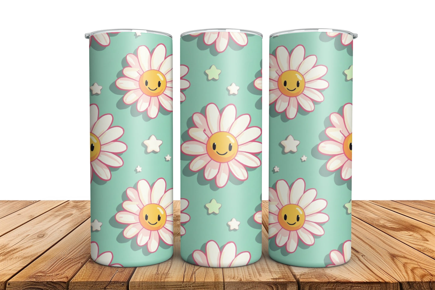 Retro Daisy Smiley Face 20oz Tumbler Sublimation PNG