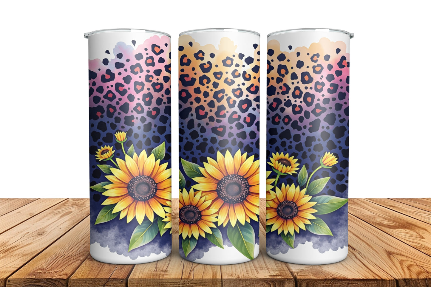 Sunflower Leopard Print 20oz Tumbler Sublimation Wrap