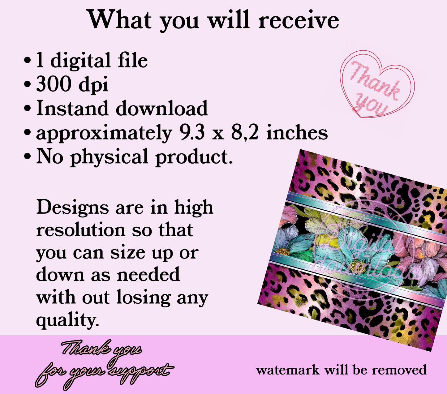 Floral & Leopard Print 20oz Skinny Tumbler Sublimation Wrap