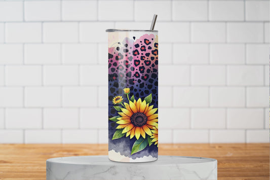 Sunflower Leopard Print 20oz Tumbler Sublimation Wrap