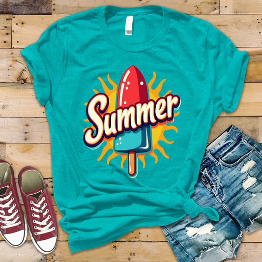 Retro Popsicle T-Shirt Design Fun, Cute Graphic for Summer Vibes 🚀🍭✨