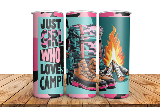 Just a Girl Who Loves Camping 20oz Tumbler Sublimation Wrap