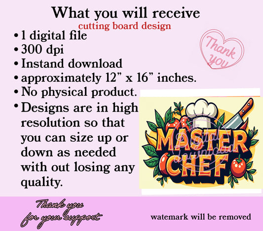 Master Chef sublimation design for glass cutting board! 👨‍🍳🔥