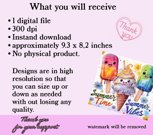 Fun ice cream 20 ounce tumbler sublimation design instant download!