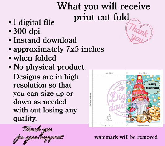 Printable Gnome Christmas Card – Fun, Cute & Bright! 🎅🎄