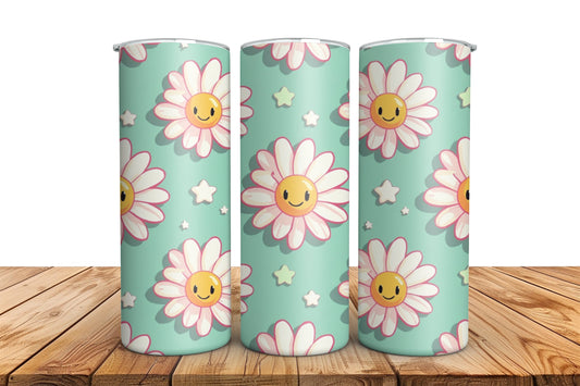 Retro Daisy Smiley Face  20oz Tumbler Sublimation PNG