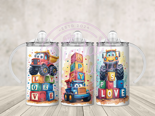 12-Ounce Sippy Cup Sublimation Wrap Design – Monster Truck Edition
